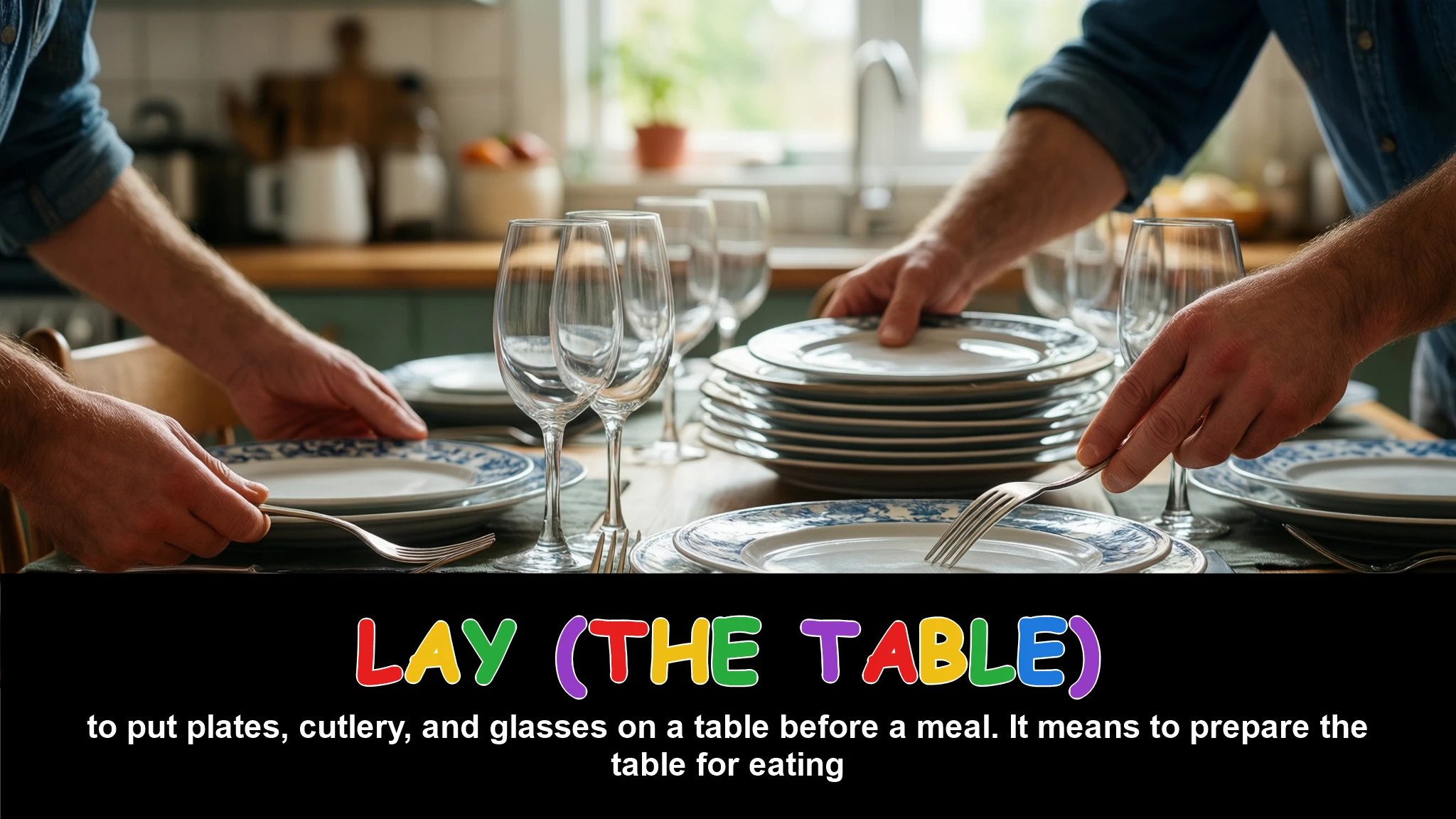 English Illustration for lay (the table)